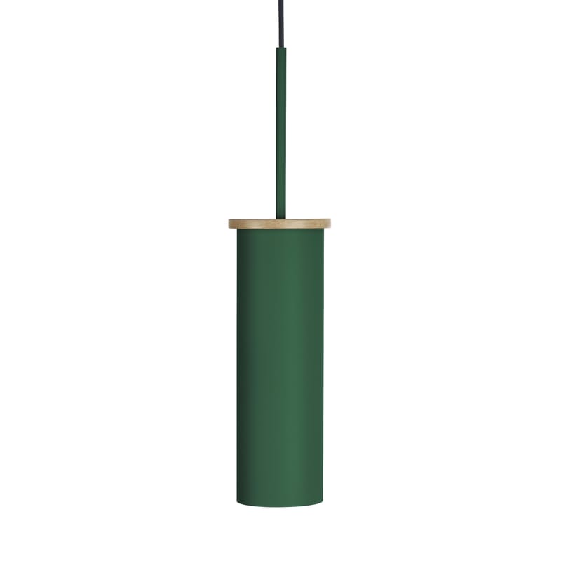 Luminaire - Suspensions - Suspension Medas métal vert / Ø 10 cm - EASY LIGHT by Carpyen  - Vert foncé - Hêtre, Métal laqué
