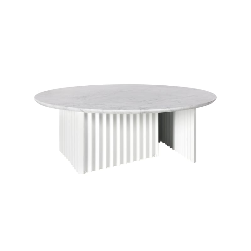 Mobilier - Tables basses - Table basse Plec pierre blanc / Marbre - Ø 90 x H 32 cm - RS BARCELONA - Blanc - Acier, Marbre