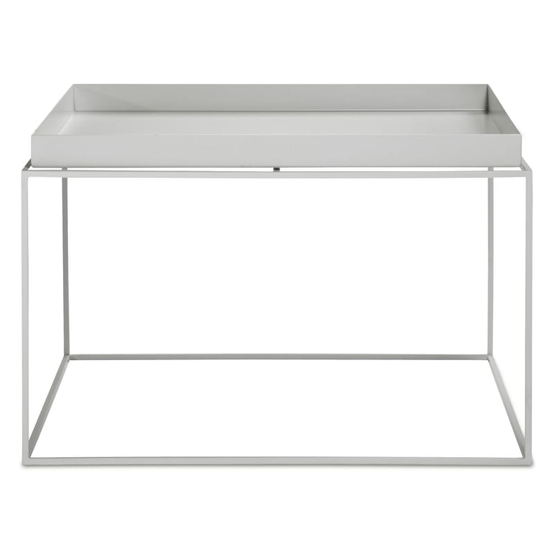 Mobilier - Tables basses - Table basse Tray métal gris / H 35 cm - 60 x 60 cm / Carré - Hay - Gris clair - Acier laqué