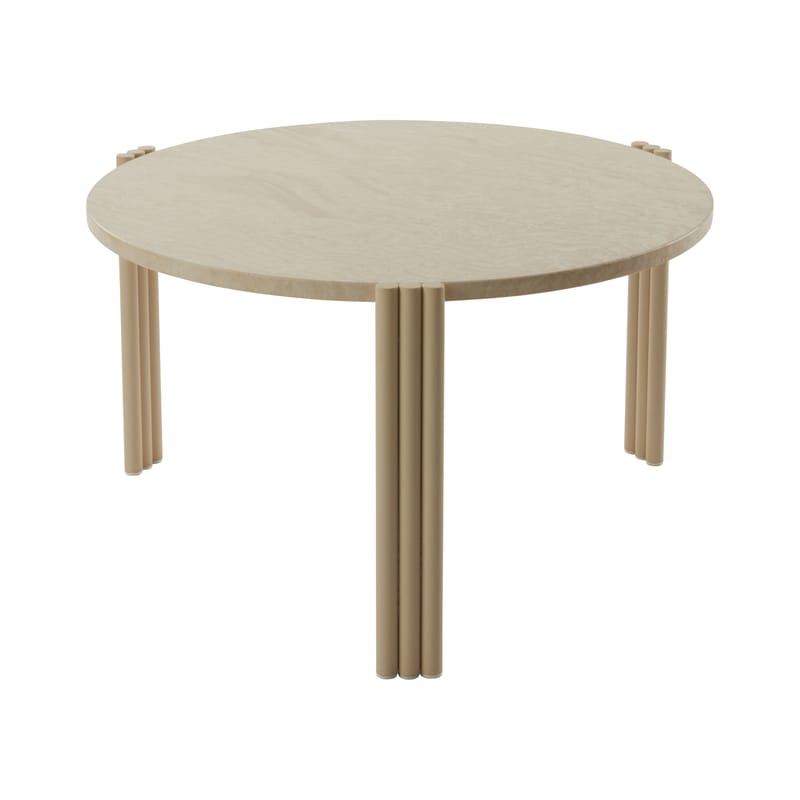 Mobilier - Tables basses - Table basse Tribus pierre beige / Ø 60 x H 35 cm - Travertin - AYTM - Travertin beige / Sable - Acier, Pierre Travertin