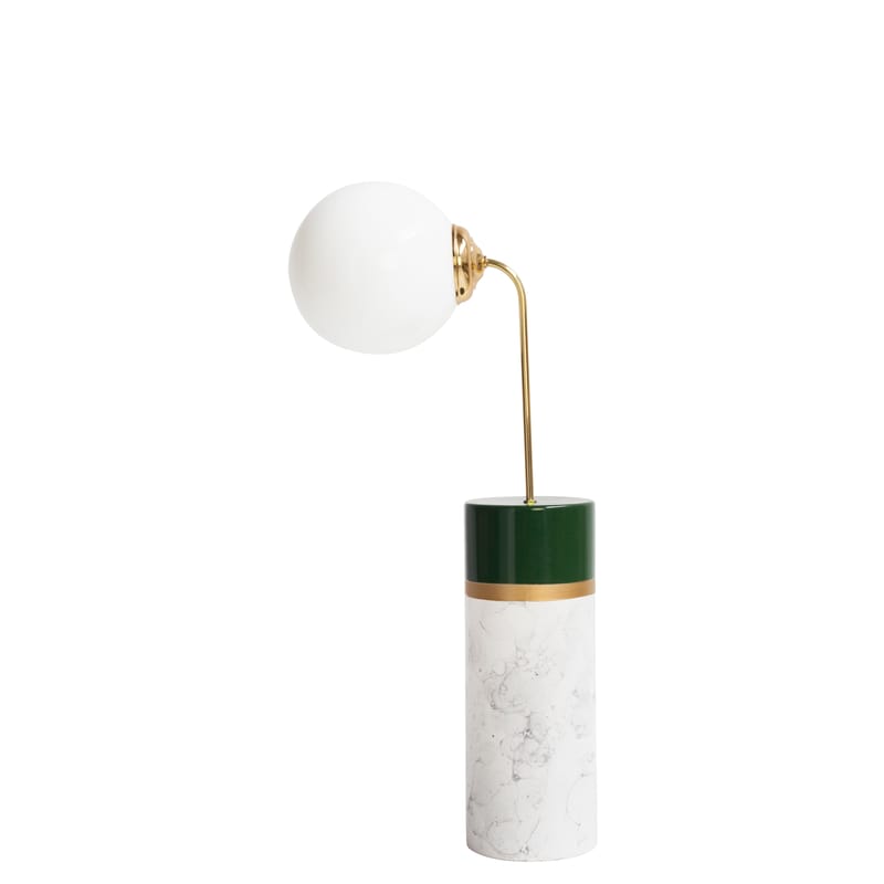 Lighting - Table Lamps - Avalon Round Table lamp ceramic green / Ceramic - H 85 cm - Houtique - Green, Gold & White - Glass, Glazed ceramic, Steel