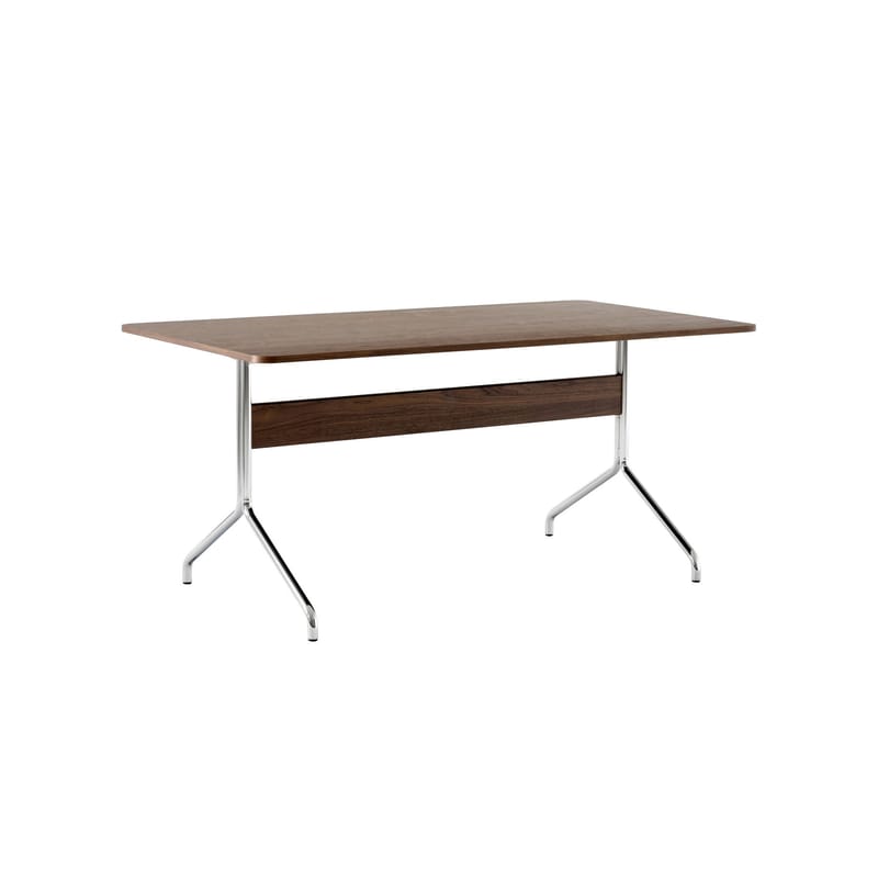 Mobilier - Bureaux - Table rectangulaire Pavilion AV18 bois naturel / 160 x 90 cm - &tradition - Noyer / Chromé - Acier, MDF plaqué noyer