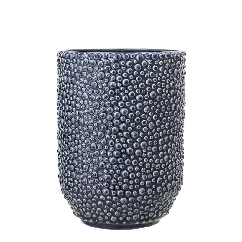 Décoration - Vases - Vase  céramique bleu / H 20,5 cm - Bloomingville - Bleu - Grès émaillé
