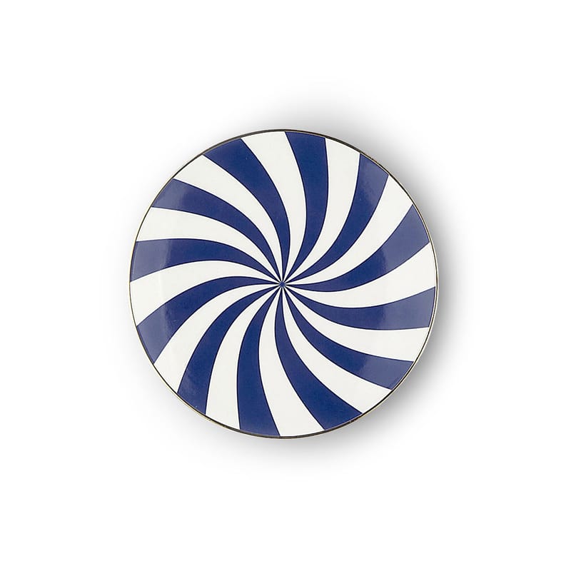 Table et cuisine - Assiettes - Assiette à mignardises Ruota céramique bleu blanc / Ø 12 cm - Bitossi Home - Spiral - Porcelaine