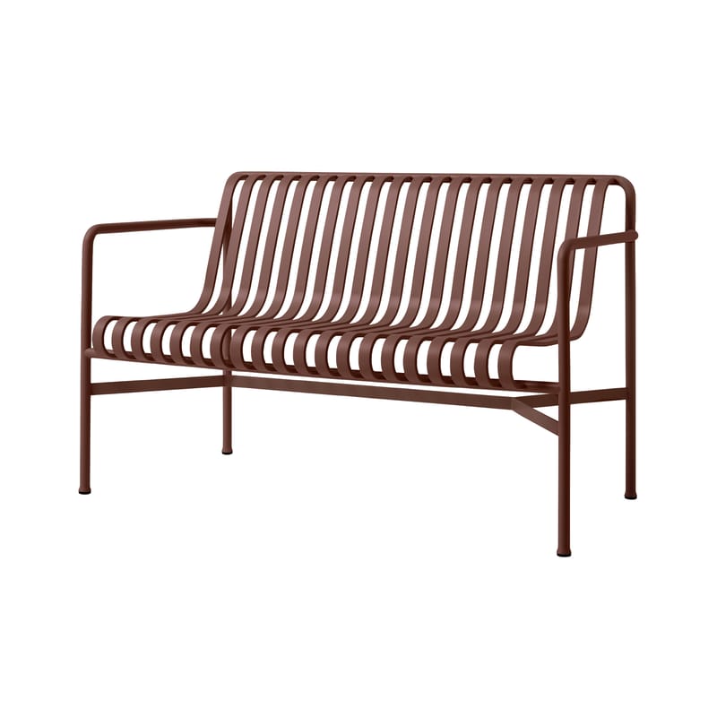 Möbel - Bänke - Bank mit Rückenlehne Palissade metall rot / L 128 cm - R & E Bouroullec - Hay - Oxidrot - Stahl
