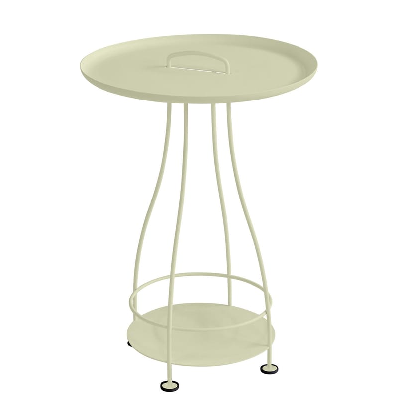 Möbel - Couchtische - Beistelltisch Happy Hour metall grün / Ø 44 x H 64 cm - abnehmbare Tischplatte - Fermob - Linde - Aluminium, Stahl