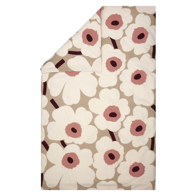 Wohntextilien - Bettwäsche - Bettbezug 240 x 220 cm Unikko textil bunt / Baumwolle - Marimekko - Bettbezug / Ton, rosa - Baumwolle