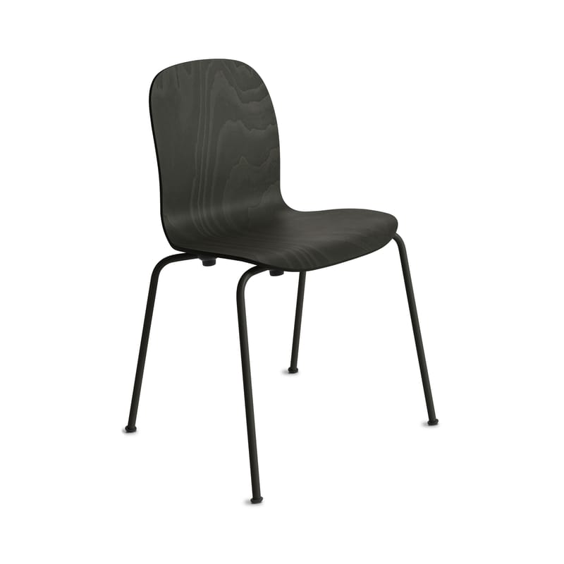 Mobilier - Chaises, fauteuils de salle à manger - Chaise empilable Tate Color bois noir /Jasper Morrison, 2012 - Cappellini - Noir - Acier, Contreplaqué de hêtre teinté