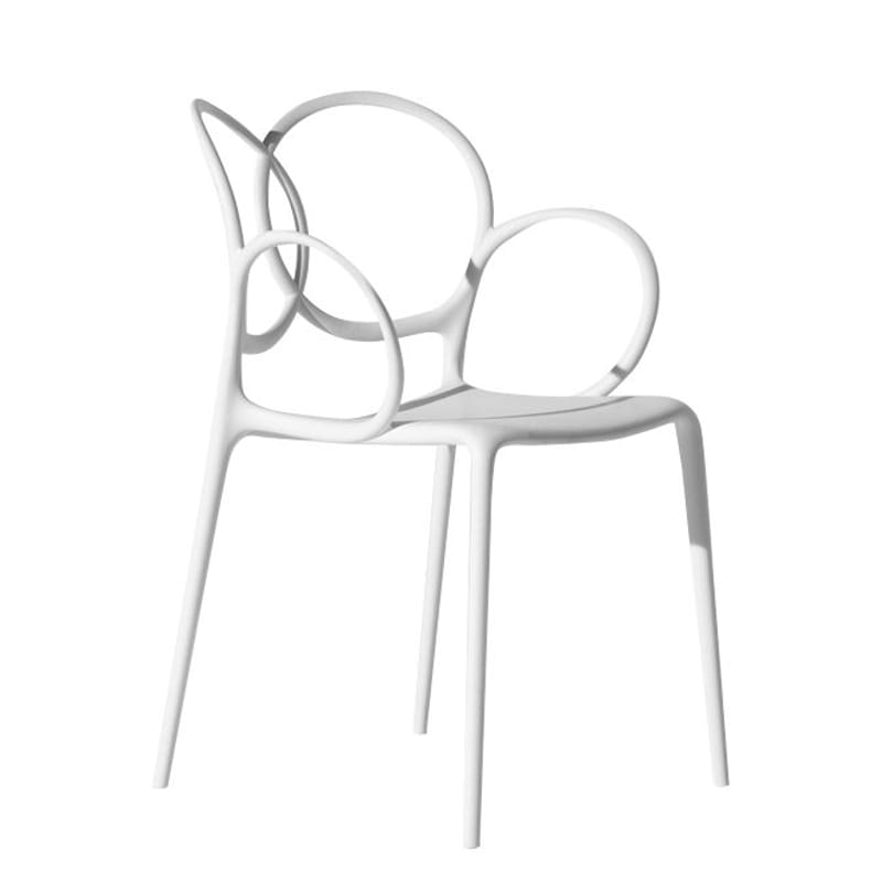 Mobilier - Chaises, fauteuils de salle à manger - Fauteuil empilable Sissi plastique blanc Outdoor - Driade - Blanc - Fibre de verre, Polyéthylène, Polypropylène