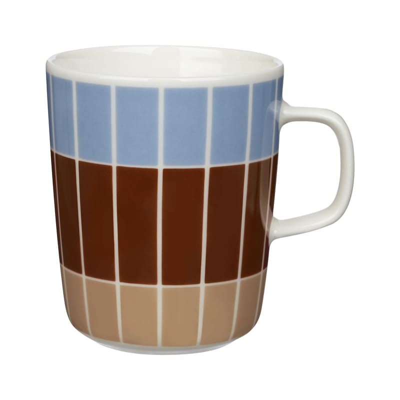 Table et cuisine - Tasses et mugs - Mug Tiiliskivi céramique multicolore / 25 cl - Marimekko - Tiiliskivi / Sable, marron, bleu - Grès