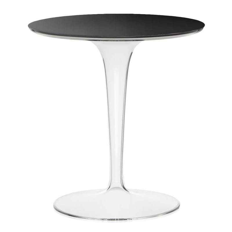 Mobilier - Tables basses - Table d\'appoint Tip Top Glass verre plastique noir - Kartell - Noir / Pied cristal - PMMA, Verre