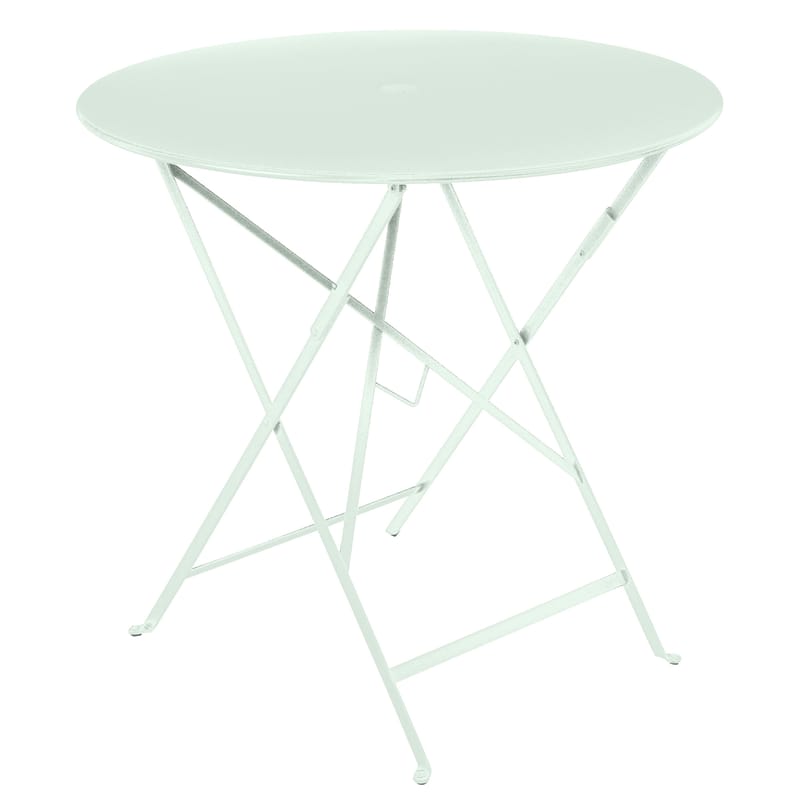Jardin - Tables de jardin - Table pliante Bistro métal vert / Ø 77cm - Trou pour parasol - Fermob - Menthe glaciale - Acier laqué