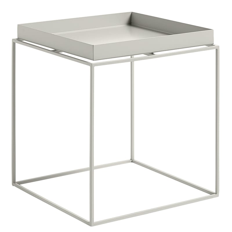 Arredamento - Tavolini  - Tavolino basso Tray H 40 cm / 40 x 40 cm - Quadrato - Hay - Grigio chiaro - Acciaio laccato