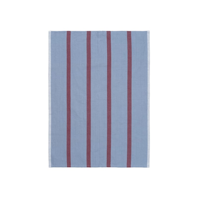 Table et cuisine - Tabliers et torchons   - Torchon Hale tissu bleu / 50 x 70 cm - Ferm Living - Bleu délavé & bordeaux - Coton, Lin