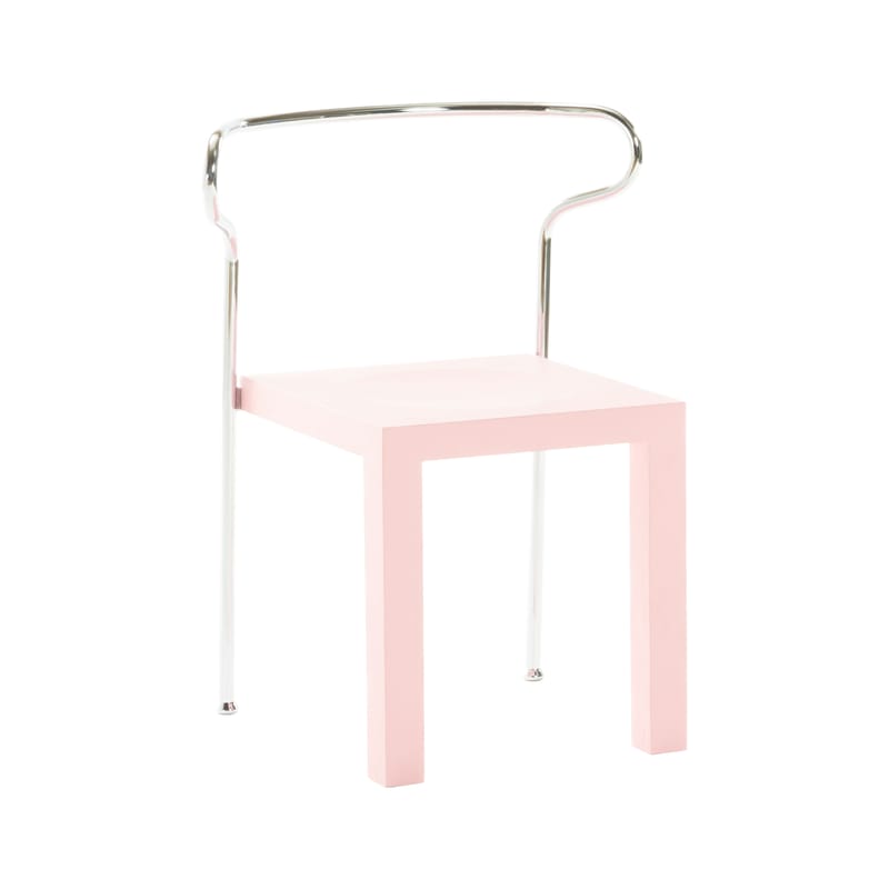 Mobilier - Chaises, fauteuils de salle à manger - Chaise Topless bois rose - 13 DESSERTS - Rose - Acier chromé, Hêtre massif laqué