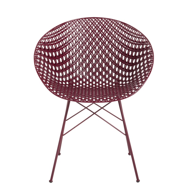 Mobilier - Chaises, fauteuils de salle à manger - Fauteuil Smatrik plastique violet / Indoor - Kartell - Prune / Pied prune - Acier, Polycarbonate