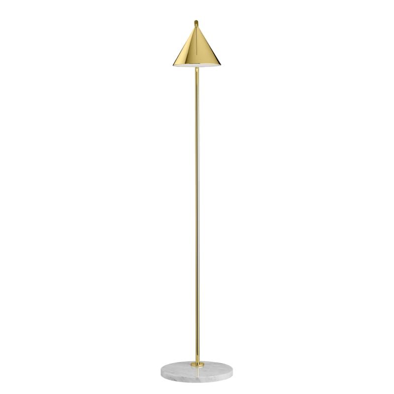 Lighting - Floor lamps - Captain Flint Indoor Floor lamp stone gold metal 154 cm - Adjustable - Marble base - Flos - Brass (White marble) - Aluminium, Brushed brass, Marble