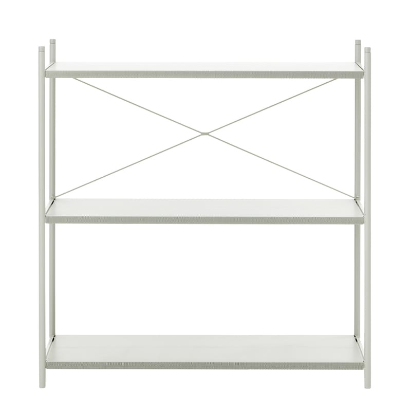 Furniture - Bookcases & Bookshelves - Punctual Shelf metal grey 3 shelves - L 94 x H 100 cm - Ferm Living - Grey - Lacquered metal