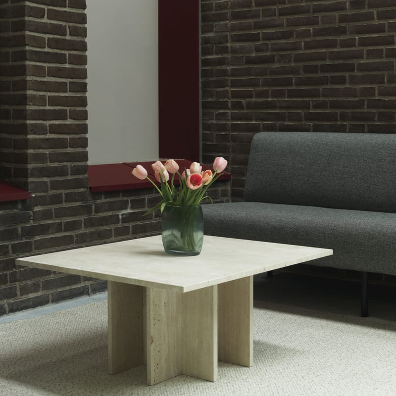 Travertine stone top coffee table