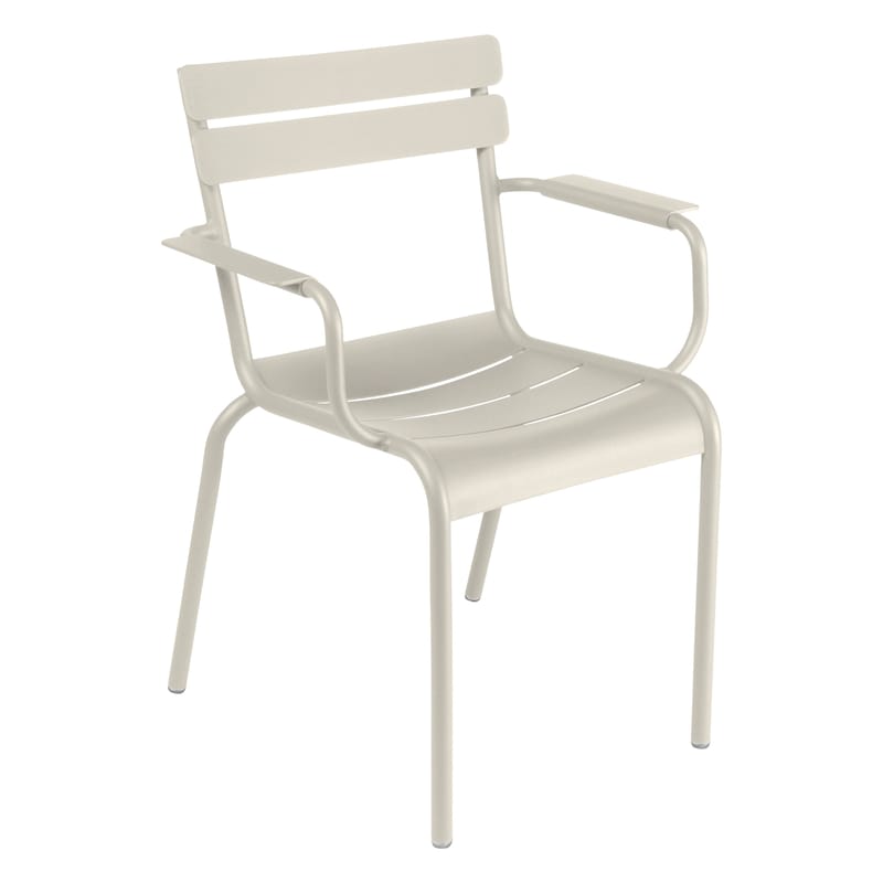 Mobilier - Chaises, fauteuils de salle à manger - Fauteuil empilable Luxembourg Bridge métal gris / Aluminium - Fermob - Gris argile - Aluminium laqué