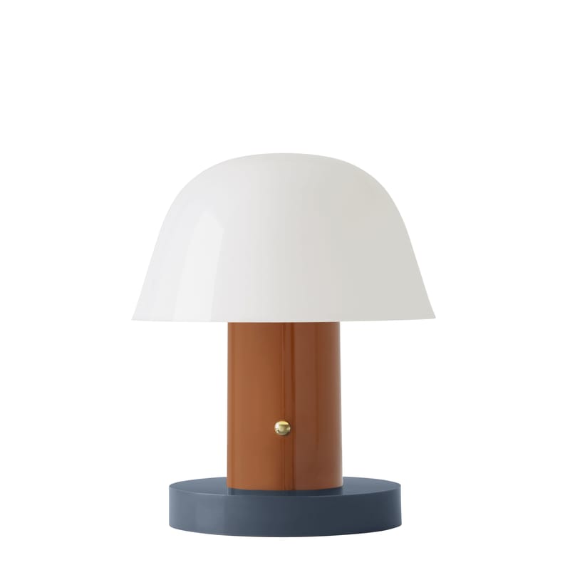 Luminaire - Lampes de table - Lampe sans fil rechargeable Setago  JH27 plastique bleu marron / by Jaime Hayon - &tradition - Rouille / Base bleue - Polycarbonate moulé