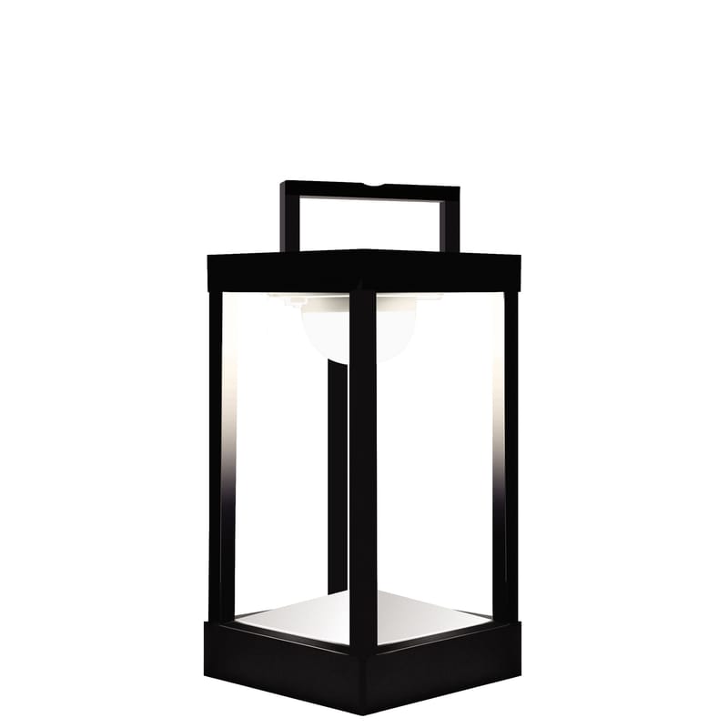 Luminaire - Luminaires d\'extérieur - Lampe solaire d\'extérieur La Lampe Parc S métal verre noir / LED - Hybride & connectée / H 30 cm - Maiori - Charbon - Aluminium, Verre