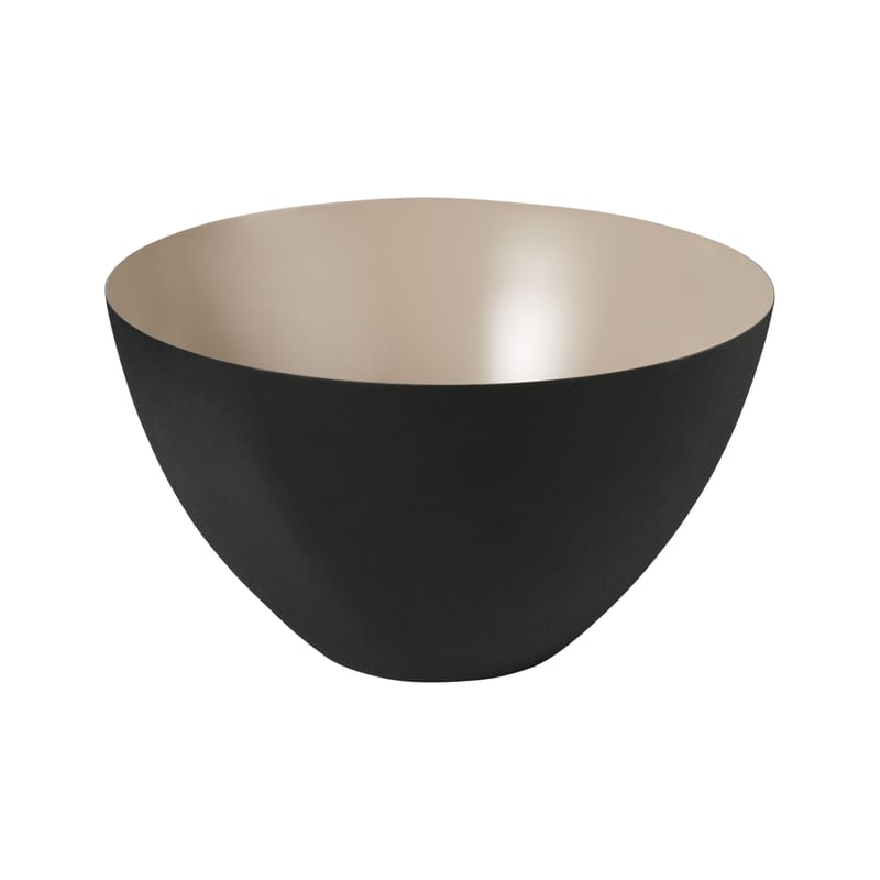 Table et cuisine - Saladiers, coupes et bols - Saladier Krenit métal beige / Ø 25 x H 14 cm - Normann Copenhagen - Noir / Intérieur sable - Acier