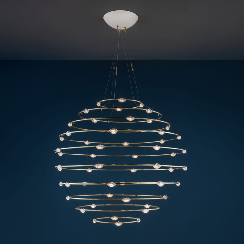 Luminaire - Suspensions - Suspension Petits Bijoux 56 or métal / LED - Ø 120 cm - Catellani & Smith - Ø 120 cm / Laiton - Laiton, Verre