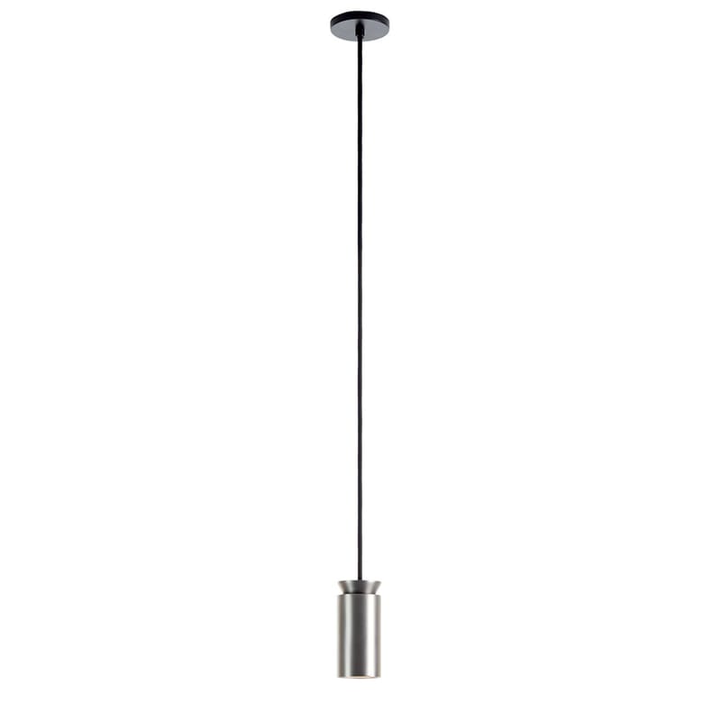 Luminaire - Suspensions - Suspension Triana Simple argent métal / Ø 6 x 15 cm - Carpyen - Nickel - Aluminium