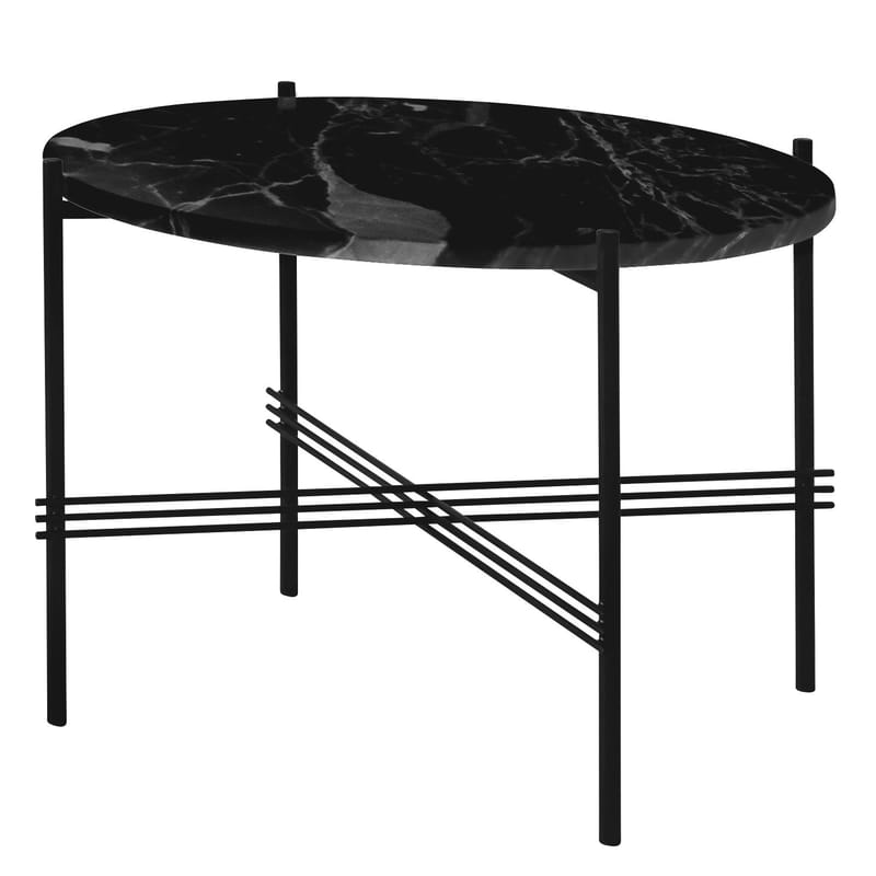 Mobilier - Tables basses - Table basse TS métal pierre noir / Gamfratesi - Ø 80 x H 35 cm - Marbre - Gubi - Marbre noir / Pied noir - Marbre Marquina, Métal laqué