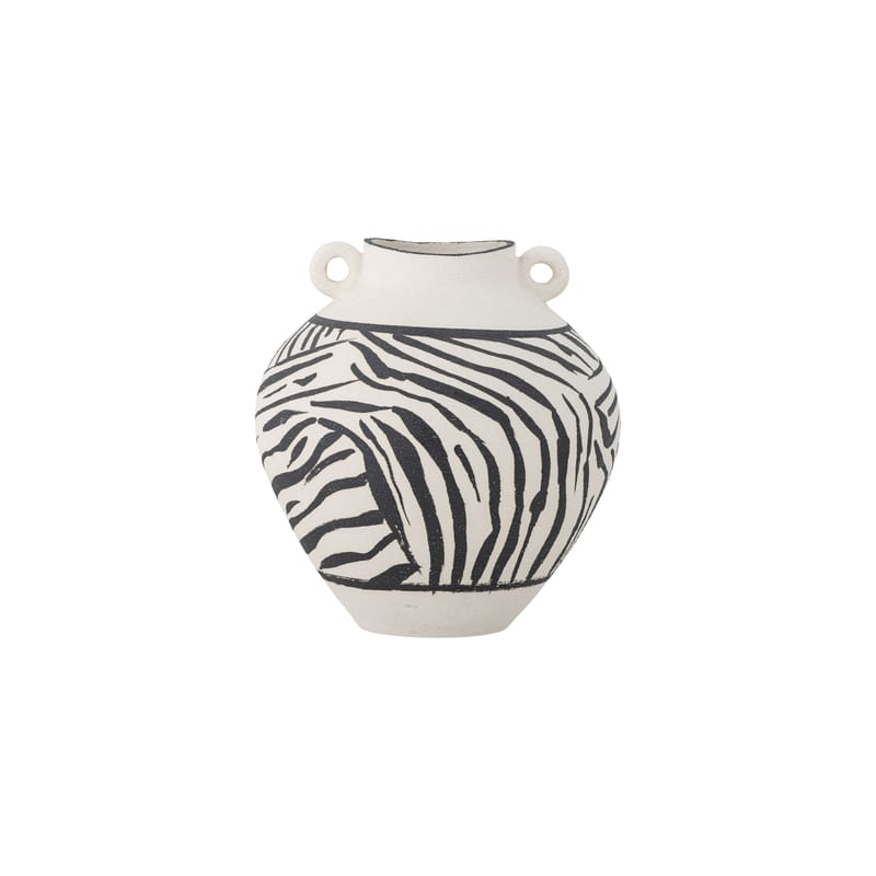 Décoration - Vases - Vase Togo céramique noir / Ø 25 x H 26 cm - Bloomingville - Noir & blanc - Grès