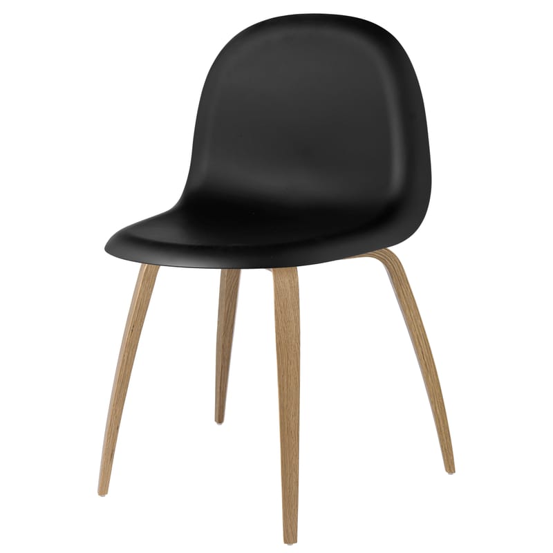 Furniture - Chairs - 3D Chair plastic material wood black Plastic shell & wood legs - Gubi - Black HiRek shell - Oak legs - Oak, Polymer