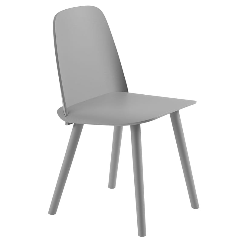 Mobilier - Chaises, fauteuils de salle à manger - Chaise Nerd bois gris - Muuto - Gris - Contreplaqué de frêne, Frêne massif