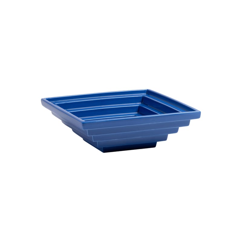 Table et cuisine - Saladiers, coupes et bols - Coupe Pyramid céramique bleu / 23 x 23 x H 7.5 cm - & klevering - 23 x 23 cm / Bleu - Céramique