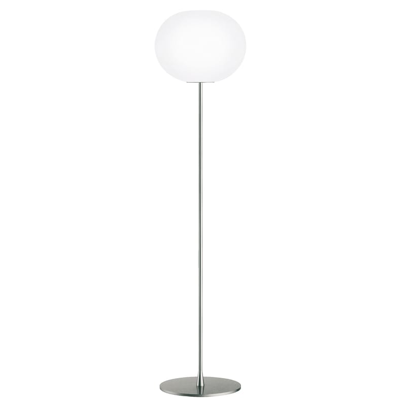 Lighting - Floor lamps - Glo-Ball F3 Floor lamp glass grey - Flos - Metallic Silver - Mouth blown glass, Steel