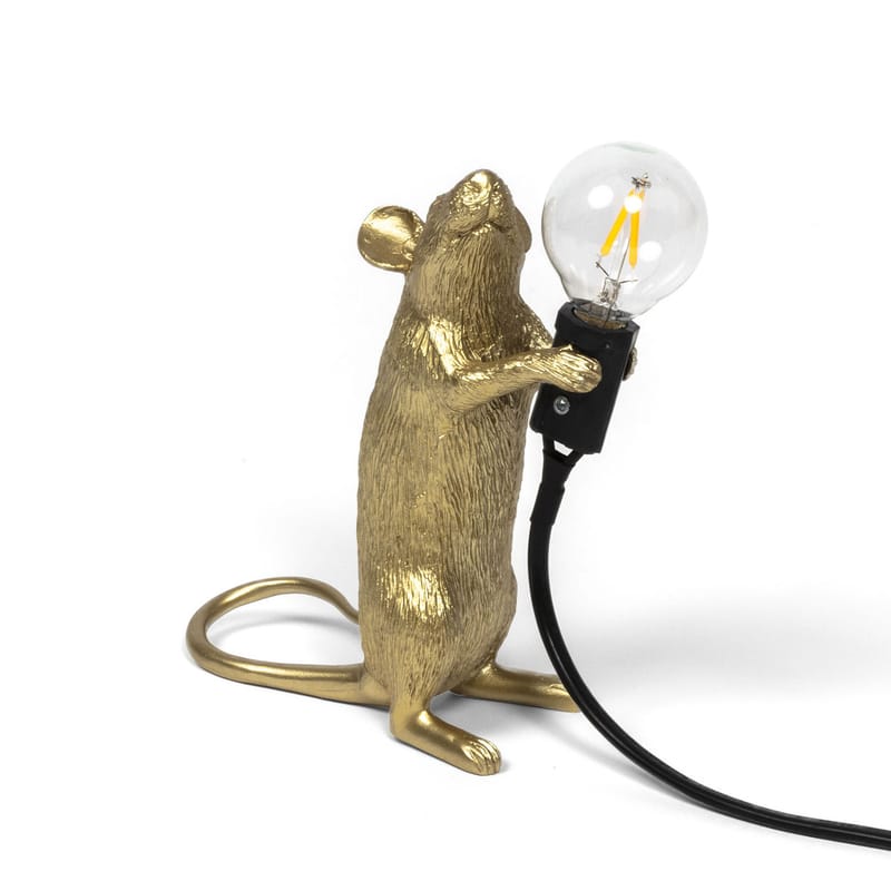 Décoration - Pour les enfants - Lampe de table Mouse Standing #1 / Souris debout plastique or - Seletti - Doré - Résine