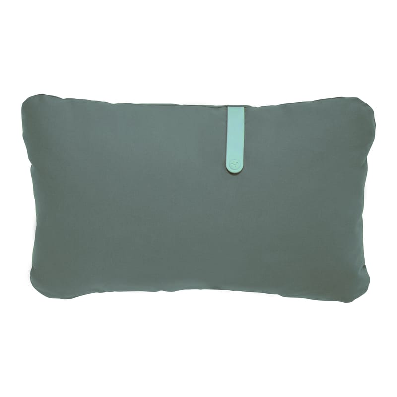 Decoration - Cushions & Poufs - Color Mix Outdoor cushion textile green 68 x 44 cm - Fermob - Safari green / Laguna blue stripe - Acrylic fabric, Foam, PVC