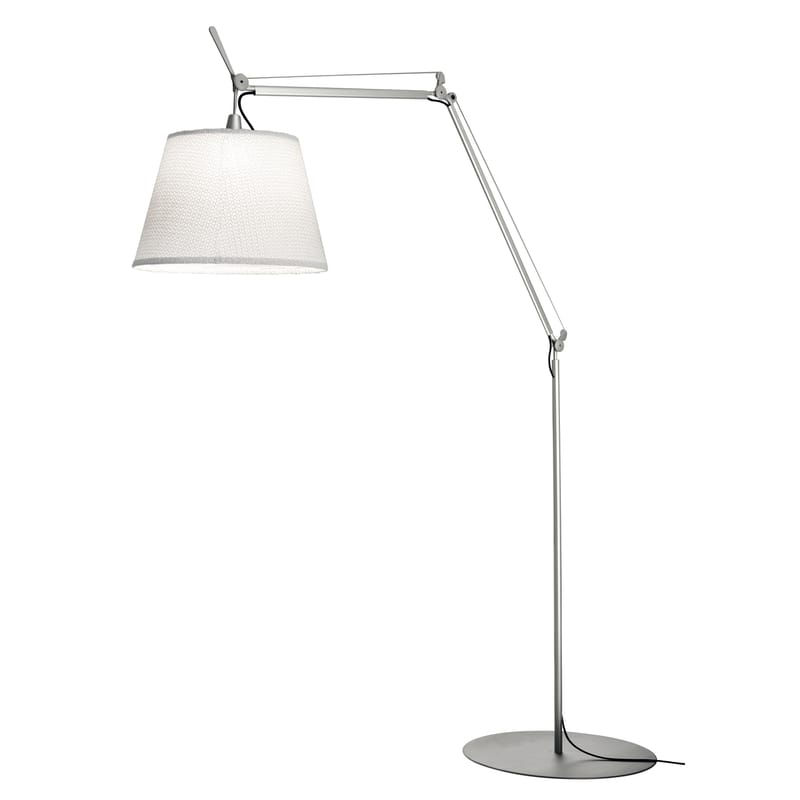 Lighting - Floor lamps - Tolomeo Paralume LED Outdoor Outdoor floor lamp metal textile white Outdoor - LED - H 132 to 298 cm - Artemide - White - Aluminium, Thuia fabric