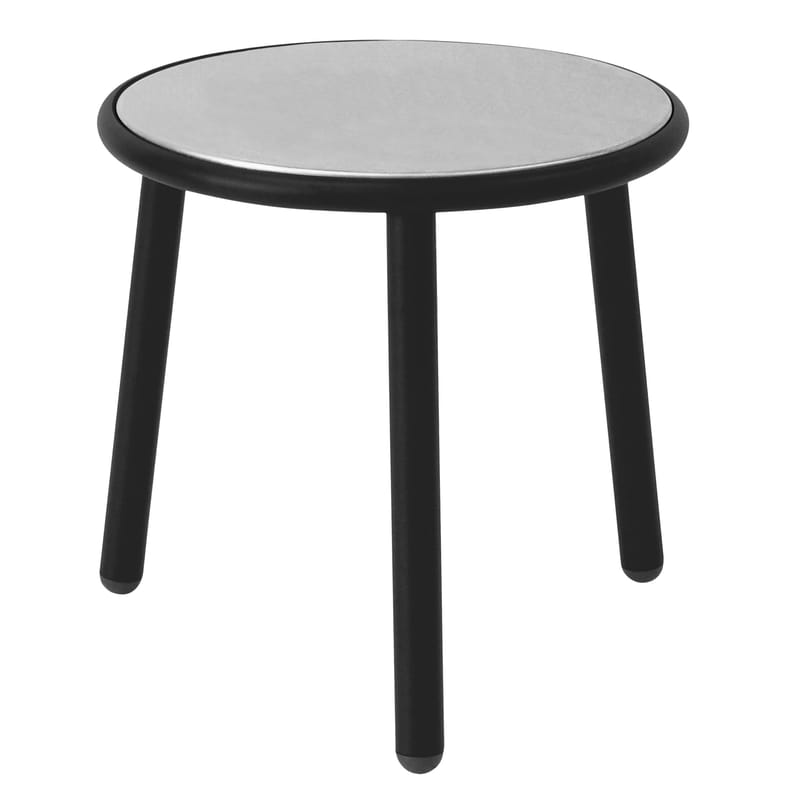 Mobilier - Tables basses - Table basse Yard noir métal / Ø 50 cm - Emu - Noir / Plateau inox - Aluminium verni