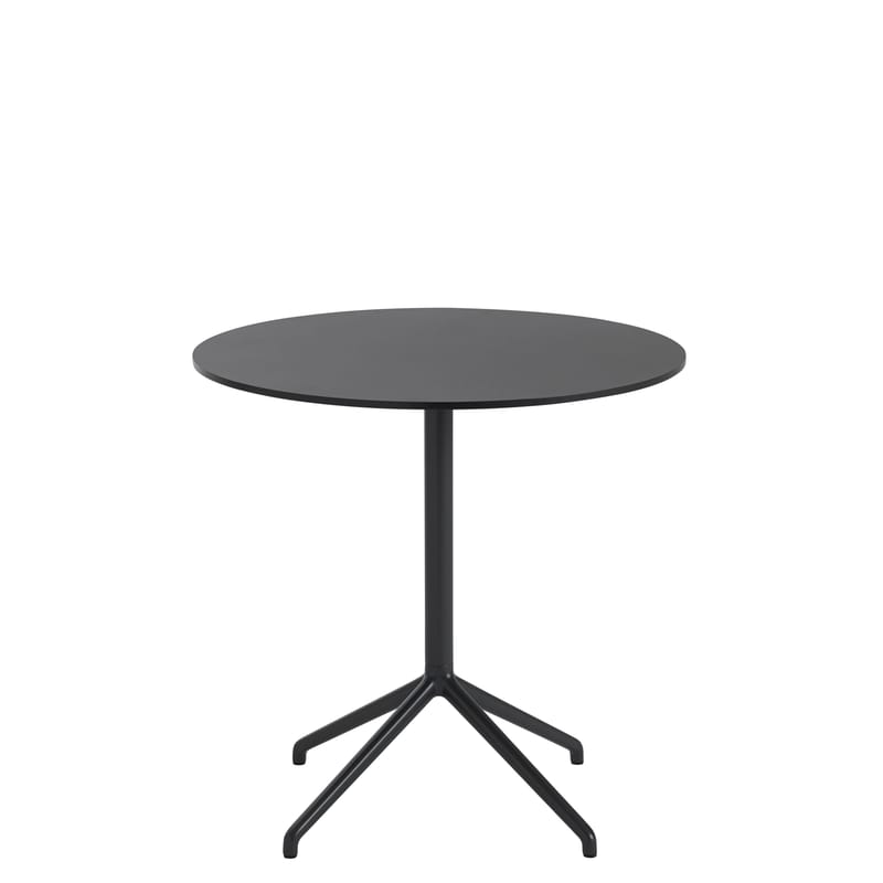 Mobilier - Tables - Table ronde Still Café métal / Ø 75 x H 73 cm - Linoleum - Muuto - Noir - Acier, Fonte d\'aluminium, MDF recouvert de linoleum