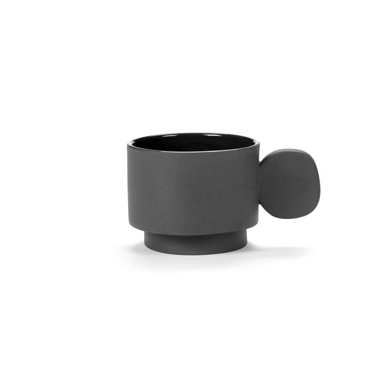 Table et cuisine - Tasses et mugs - Tasse Inner Circle céramique gris / 20 cl - Grès - valerie objects - Gris foncé - Grès