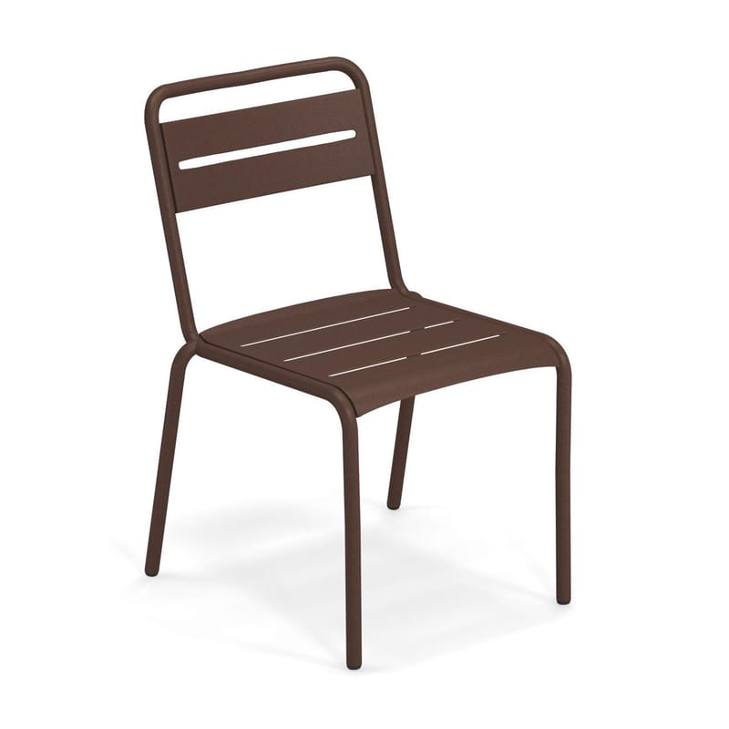 Mobilier - Chaises, fauteuils de salle à manger - Chaise empilable Star métal marron / Aluminium - Emu - Corten - Aluminium