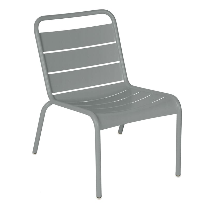 Mobilier - Fauteuils - Chaise lounge Luxembourg métal gris / Assise basse - Fermob - Gris lapilli - Aluminium