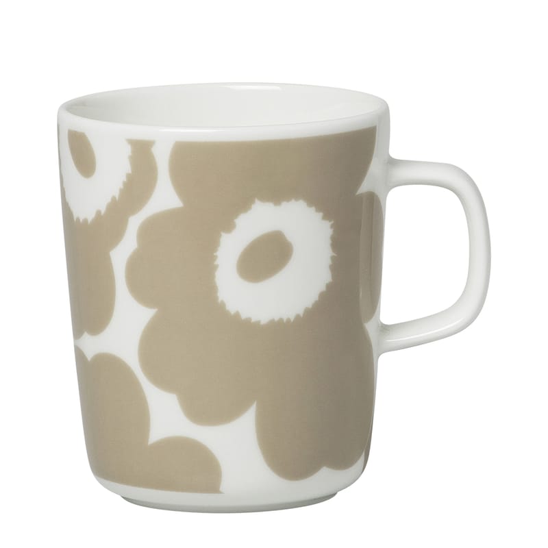 Table et cuisine - Tasses et mugs - Mug Unikko céramique beige / 25 cl - Marimekko - Unikko / Beige - Grès