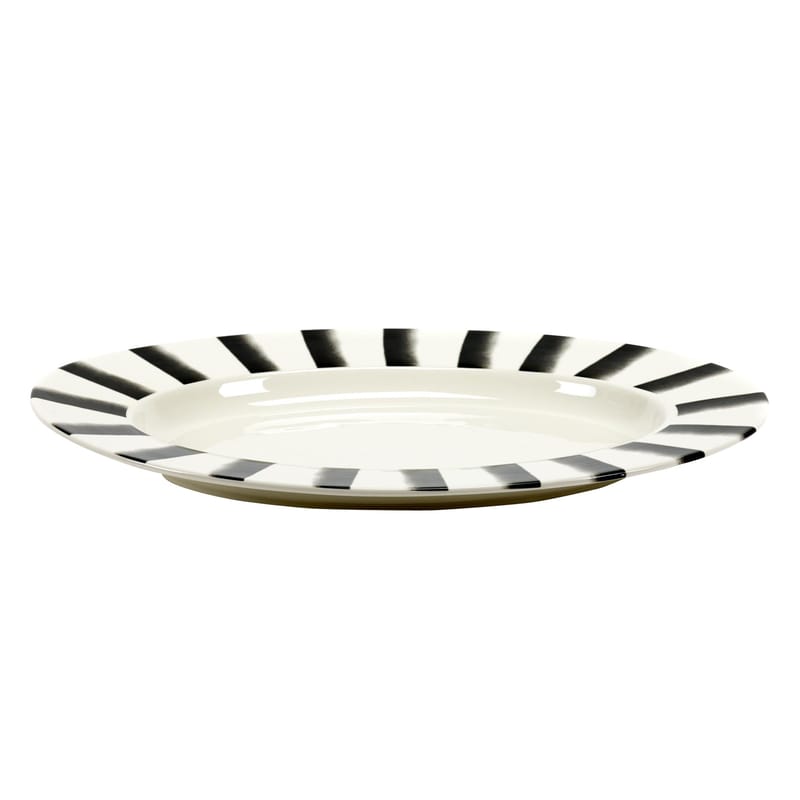 Table et cuisine - Plateaux et plats de service - Plat Pasta Pasta XL céramique blanc noir / Pour pâtes - Porcelaine - 57 x 40 cm - Serax - Noir & blanc - Porcelaine