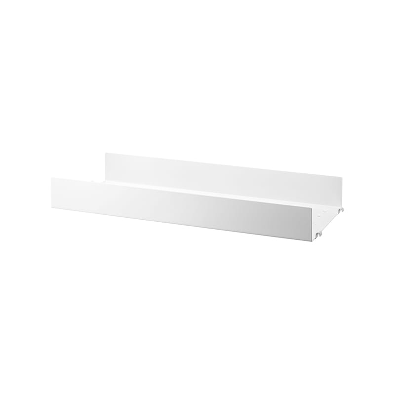 Furniture - Bookcases & Bookshelves - String® System Shelf metal white / Perforated metal, HIGH edge - L 58 x D 20 cm - String Furniture - White - Lacquered steel