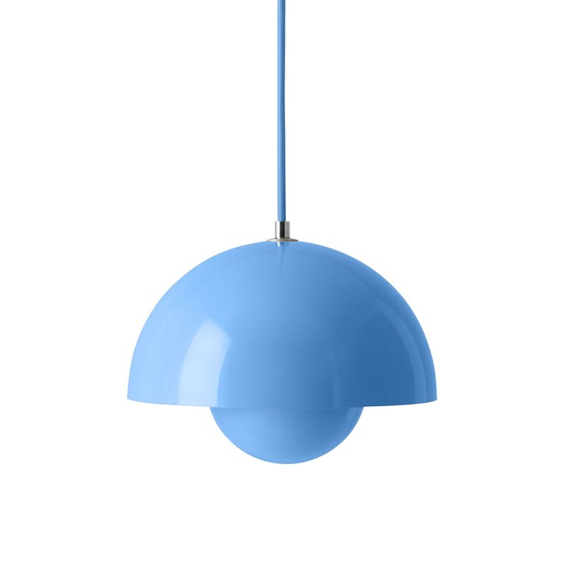 Luminaire - Suspensions - Suspension FlowerPot VP1 métal bleu / Ø 23 cm - By Verner Panton, 1968 - &tradition - Bleu swim - Acier laqué