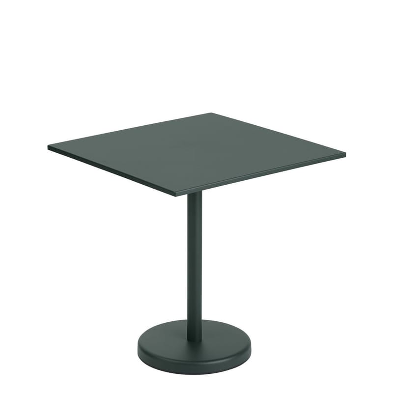 Jardin - Tables de jardin - Table carrée Linear Café métal vert / 70 x 70 cm - Muuto - Vert foncé - Acier