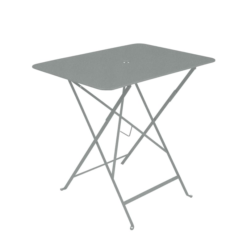 Jardin - Tables de jardin - Table pliante Bistro métal gris / 77 x 57 cm - 4 personnes / Trou parasol - Fermob - Gris lapilli - Acier laqué