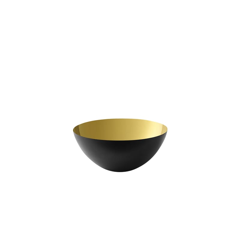 Table et cuisine - Saladiers, coupes et bols - Coupelle Krenit noir or métal / 8,4 x H 4 cm - Normann Copenhagen - Noir / Intérieur or - Acier émaillé